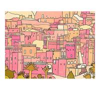 Wee Blue Coo Moroccan Town Buildings Pink Unframed Wall Art Print Poster Home Decor Premium
