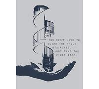 Wee Blue Coo Motivational Quote Take The First Step Art Print Poster Wall Decor 12X16 Inch