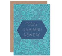 Wee Blue Coo Motivational Quote Today is a New Day Blank Greeting Card