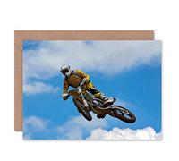Wee Blue Coo MOTOCROSS DIRT BIKE JUMP SPORT PHOTO BIRTHDAY BLANK GREETINGS CARD