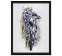 Artery8 Motor Dirt Bike Motocross Sport Graphic Artwork Framed Wall Art Print A4 in Black Artery8 Black