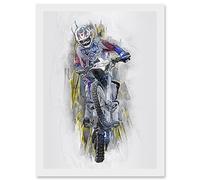 Wee Blue Coo Motor Dirt Bike Motocross Sport Graphic Artwork Framed Wall Art Print A4
