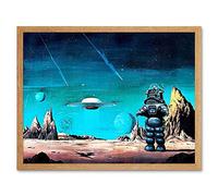 Wee Blue Coo Movie Film Painting Robby Robot Forbidden Planet Space Stars Sci Fi USA Art Print Framed Poster Wall Decor 12X16 Inch