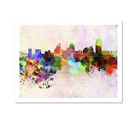 Wee Blue Coo Mp Painting Abstract Cityscape Cincinnati Large Framed Art Print Poster Wall Decor 18x24 inch