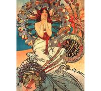 Wee Blue Coo Mucha Art Nouveau Woman Floral Unframed Wall Art Print Poster Home Decor Premium