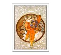 Wee Blue Coo Mucha Byzantine Head Blonde Headdress Artwork Framed Wall Art Print 18X24 Inch