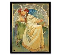 Wee Blue Coo Mucha Princess Hyacinth 1911 Art Print Framed Poster Wall Decor 12x16 inch
