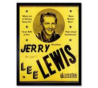 Wee Blue Coo Music Advert Jerry Lee Lewis Whole Lot Shaking Balls Fire Art Print Framed Poster Wall Decor 12X16 Inch