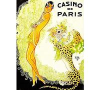 Wee Blue Coo Music Hall Paris Showgirl Leopard Cat Casino Unframed Art Print Poster Wall Decor 12X16 Inch