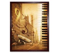 Wee Blue Coo Music Mock Up Broadway New York Jazz Sax Art Print Framed Poster Wall Decor 12X16 Inch