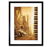 Wee Blue Coo Music Mock Up Broadway New York Jazz Sax Framed Wall Art Print