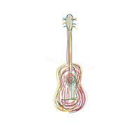 Wee Blue Coo Music Painting Stylised Acoustic Guitar Colourful Wall Art Print