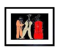 Wee Blue Coo Musicians Jazz Modern Illustration Art Print Framed Poster Wall Decor 12x16 inch