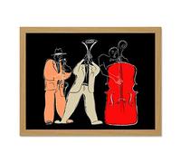 Wee Blue Coo Musicians Jazz Modern Illustration Large Framed Art Print Wall Poster 18x24 inch