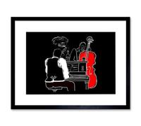 Wall Art Print Musicians Jazz Piano Art Framed 9x7 inch Artery8 Black W7 inch x H9 inch