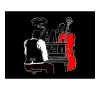 Wee Blue Coo Musicians Jazz Piano Illustration Art Print Poster Wall Decor