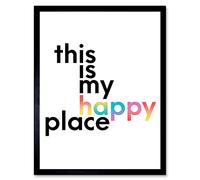 Wee Blue Coo My Happy Place Rainbow Quote Artwork Framed Wall Art Print 9X7 Inch