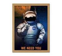 Wee Blue Coo NASA Space Job Advert We Need You Artwork Framed Wall Art Print 18X24 Inch