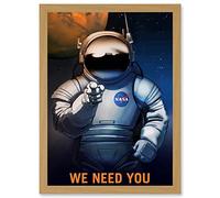 Wee Blue Coo NASA Space Job Advert We Need You Artwork Framed Wall Art Print A4