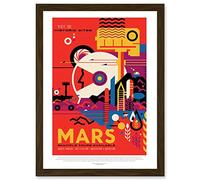 Wee Blue Coo NASA Space Travel Advert Mars Historic Sites Artwork Framed Wall Art Print A4