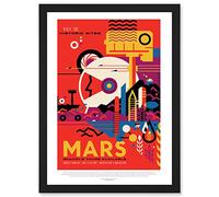 Wee Blue Coo NASA Space Travel Advert Mars Historic Sites Artwork Framed Wall Art Print A4