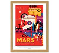 Wee Blue Coo NASA Space Travel Advert Mars Historic Sites Artwork Framed Wall Art Print A4