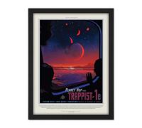 Wee Blue Coo NASA Space Travel Advert Trappist 1E Artwork Framed Wall Art Print 18X24 Inch