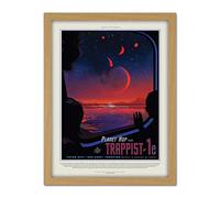 Wee Blue Coo NASA Space Travel Advert Trappist 1E Artwork Framed Wall Art Print 18X24 Inch