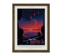 Wee Blue Coo NASA Space Travel Advert Trappist 1E Artwork Framed Wall Art Print 18X24 Inch