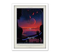 Wee Blue Coo NASA Space Travel Advert Trappist 1E Artwork Framed Wall Art Print 18X24 Inch