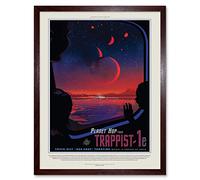 Wee Blue Coo Nasa Space Travel Advert Trappist 1E Planet Hop Art Print Framed Poster Wall Decor 12X16 Inch
