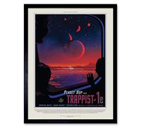 Wee Blue Coo Nasa Space Travel Advert Trappist 1E Planet Hop Art Print Framed Poster Wall Decor 12X16 Inch
