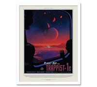 Wee Blue Coo Nasa Space Travel Advert Trappist 1E Planet Hop Art Print Framed Poster Wall Decor 12X16 Inch