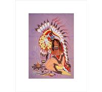Wee Blue Coo Native American Indian Shaman Fire Feather Spirit Wall Art Print
