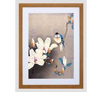 Wee Blue Coo Nature Japan Ohara Koson Bird Flower Picture Framed Wall Art Print