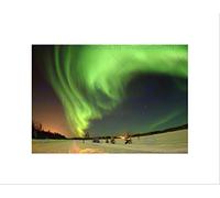Wee Blue Coo NATURE LANDSCAPE AURORA NORTHERN LIGHT BEAUTIFUL BLACK FRAMED ART PRINT B12X4048