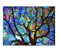 Wee Blue Coo Nature Painting Tree Multi Colour Branch Bright Art Print Poster Wall Decor 12X16 Inch