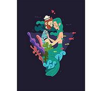 Wee Blue Coo Nautical Love Mermaid Sailor Wall Art Print