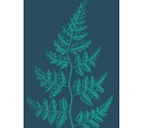 Wee Blue Coo Navy And Teal Fern Leaf Art Print Canvas Premium Wall Decor Poster