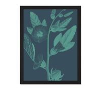 Wee Blue Coo Navy And Teal Flowers Large Black Framed Art Print Wall Poster 18x24 inch