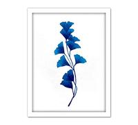 Wee Blue Coo Navy Blue Watercolour Flowers Artwork Framed Wall Art Print 18X24 Inch