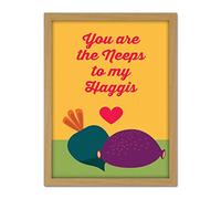 Wee Blue Coo Neeps To My Haggis Plates Artwork Framed Wall Art Print 18X24 Inch