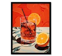 Wee Blue Coo Negroni Nights Orange Cocktail Kitchen Artwork Framed Wall Art Print 18X24 Inch