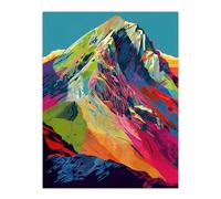 Wee Blue Coo Neon Colour Mountain Summit Psychedelic Artwork Vibrant Abstract Alpine Landscape Large Wall Art Poster Print Thick Paper 18X24 Inch