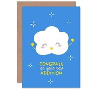 Wee Blue Coo New Baby Cloud Congratulations Sealed Greeting Card Plus Envelope Blank inside