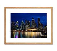 Wee Blue Coo Night Singapore City Reflection Skyline Urban Architecture Framed Wall Art Print