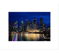 Wee Blue Coo Night Singapore City Reflection Skyline Urban Architecture Wall Art Print