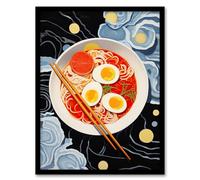 Wee Blue Coo Noodles And Doodles Ramen Food Kitchen Artwork Framed Wall Art Print A4