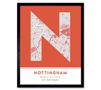 Wee Blue Coo Nottingham England United Kingdom City Map Orange Colour Block Modern Typography Stylish Letter Framed Word Wall Art Print Poster for Home Décor CITYMAP1