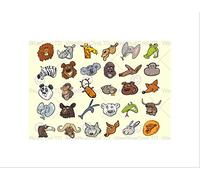 Wee Blue Coo NURSERY ANIMAL ZOO FACES ZEBRA LION PANDA KIDS BEDROOM FRAMED PRINT B12X13409